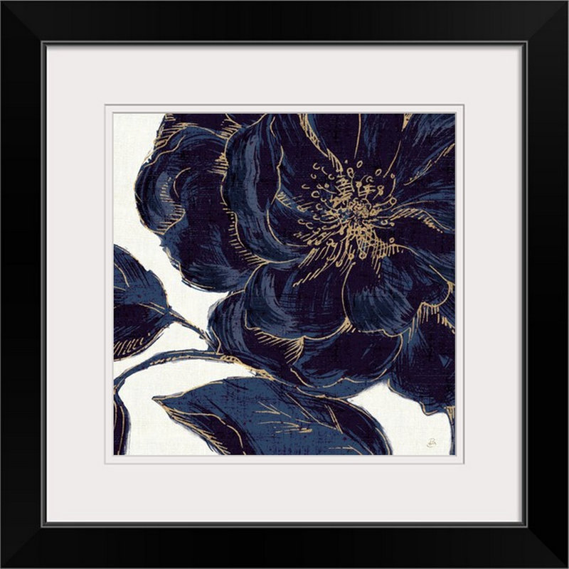 «Indigo Garden II», reproduction d'impression, Cadre noir, H 32 po x l 32 po x P 1 po