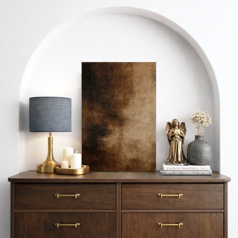 Rich Dark Brown and Warm Golden Brown Blended Wall Accent – Pictures Framed Canvas Print Wall Art, 48" H x 32" W x 1.5" D