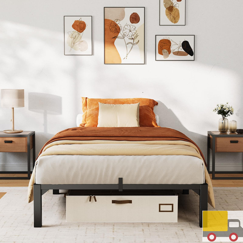Metal Bed Frame, Heavy Duty Platform with 800 lbs Support, No Box Spring Needed, Easy Tool-Free Assembly, Noise-Free Design