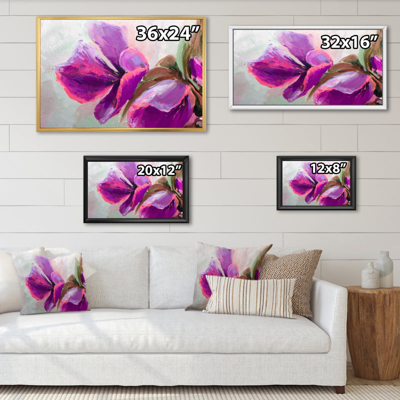 Fleur - reproduction de cadre photo sur toile, H 8 po x l 12 po x P 1 po, Cadre flottant doré
