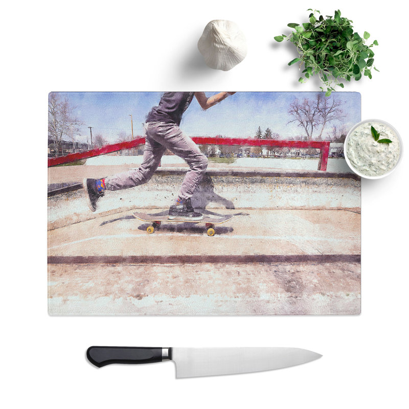 Skateboarding Chopping Board, 0.4cm H x 28.5cm W x 39cm L