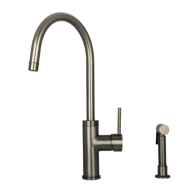 Single Handle Kitchen Faucet With Side Spray, Gun Black