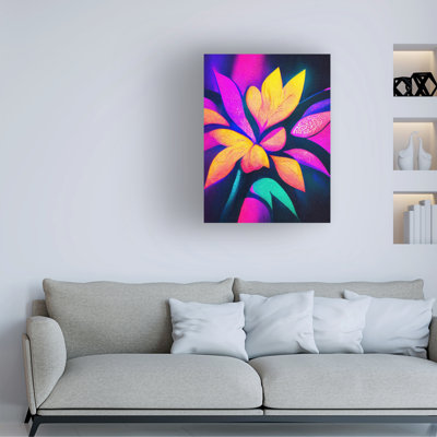 Art mural sur toile tendue - Motif floral «Wumples 09» pour le salon, la chambre à coucher ou le bureau - 14 x 19