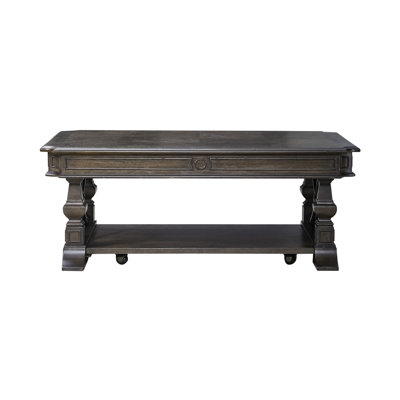 Dillmon Cocktail Table w/ Open Bottom Shelf & Casters