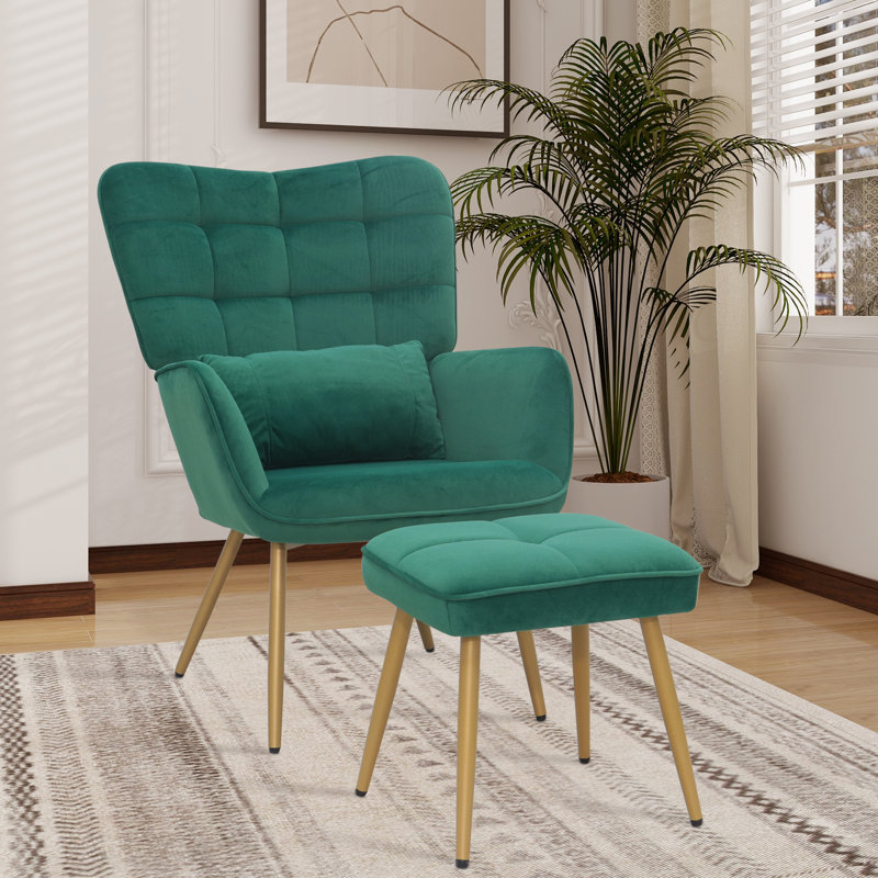 Fauteuil rembourré Nessa, Polyester vert