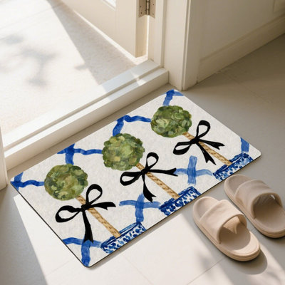 Topiary Tree Chinoiserie Doormat, 24 x 36, for Front Door