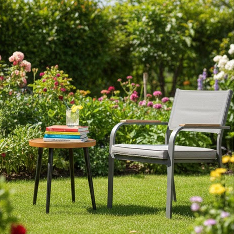 Table de bout ronde Izon, design moderne, métal brun noir 22 pouces