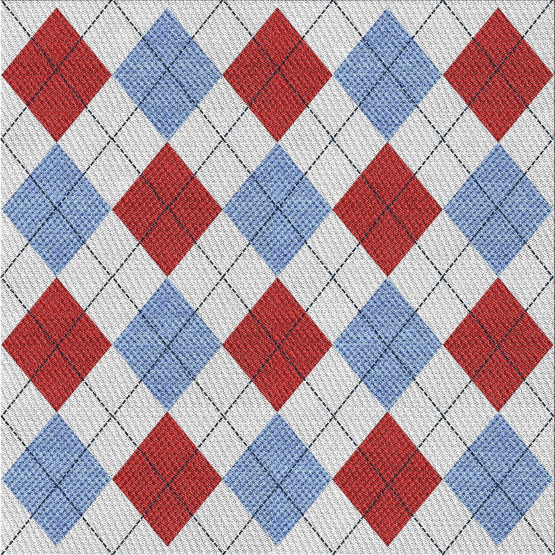 Tapis rouge / bleu / gris clair tissé à la machine, Carré 3 pi