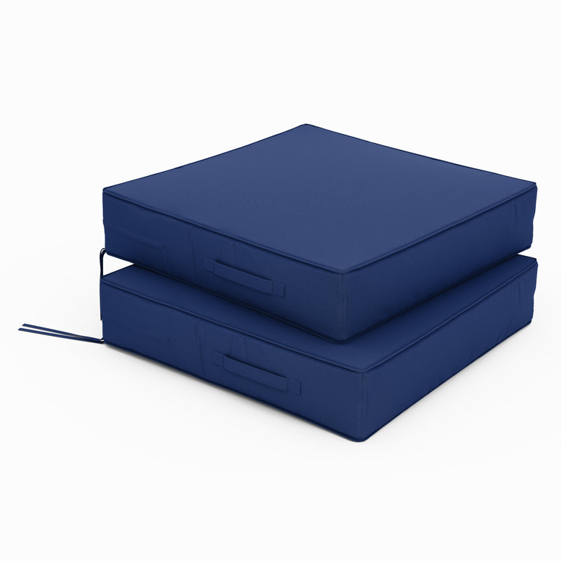 Coussins de siège d'extérieur (ensemble de 2), Bleu, L 17 po x P 16 po, 3 pouces
