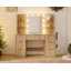 Modern Dressing Table with LED Lighting, Built-In Power Outlet & Storage-1046989311