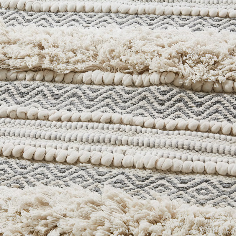 Tapis de bain tissé à rayures texturées 22 po x 58 po, Naturel