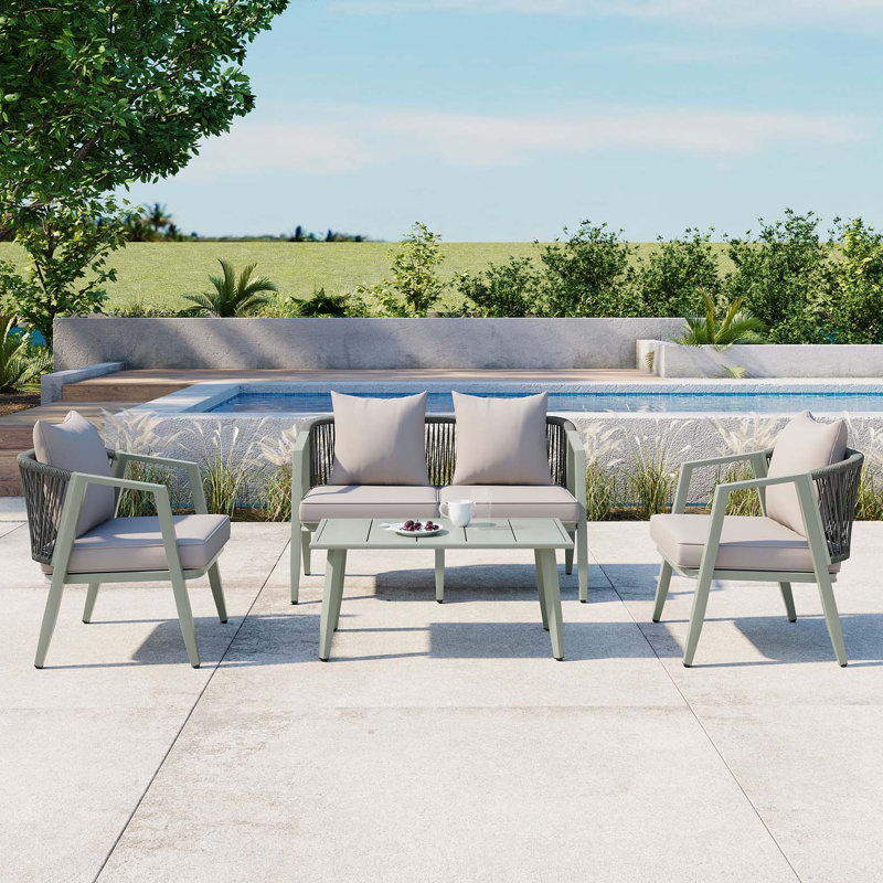 Ensemble de sièges d'extérieur durable et confortable, adapté aux patios, aux pelouses et aux bords de piscine, Gris clair