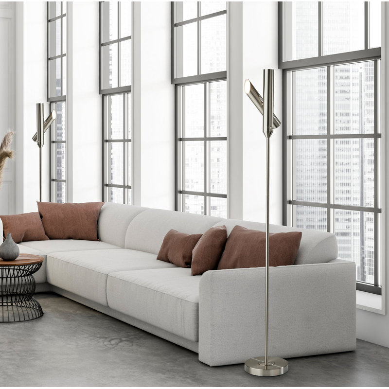 Lampe torchère DEL sur pied 68 po Jivana, Argent argent
