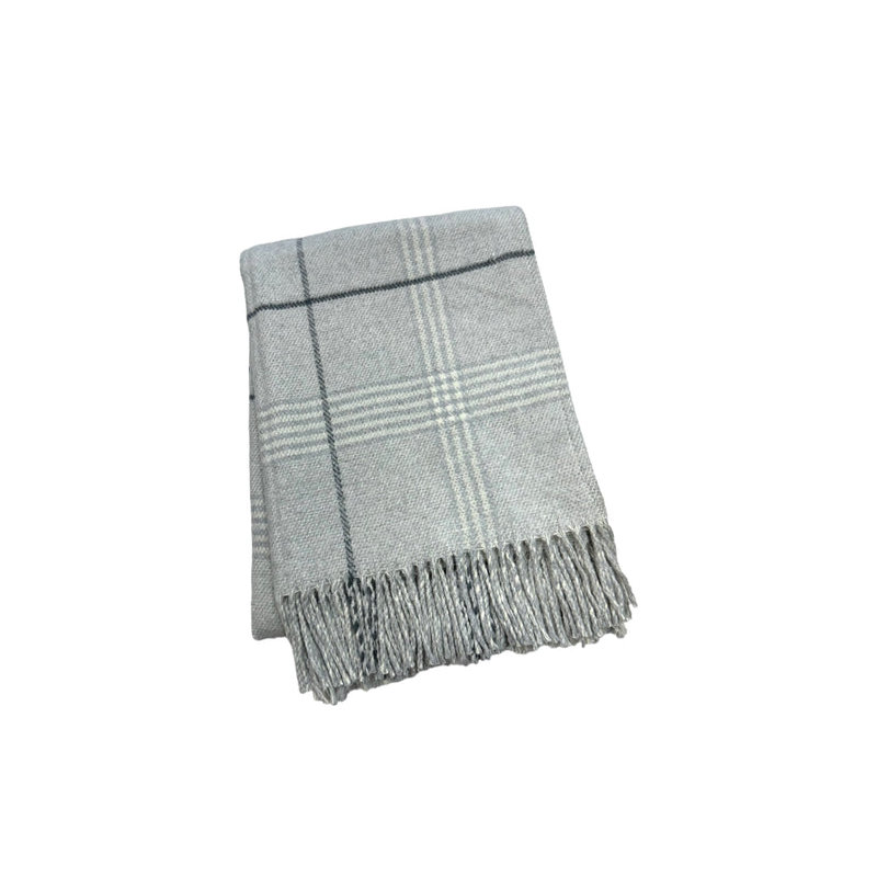 Jeté à carreaux Windowpane, L 67 po x l 50 po, Tissu écossais gris