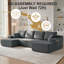 Canapé modulaire en forme de U de 130 po avec méridienne modulaire en velours côtelé modulaire pour le salon-1877838448