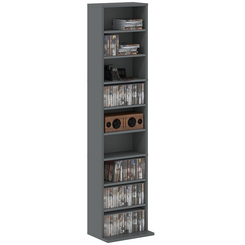 H Media Shelves, Grey, 140"H x 33"W x 24"D