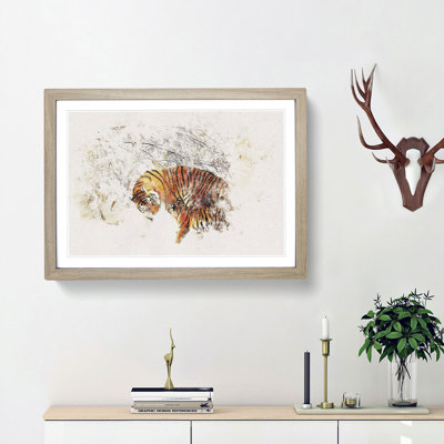 Mother Tiger & Cub in Winter - Picture Frame Graphic Art Print