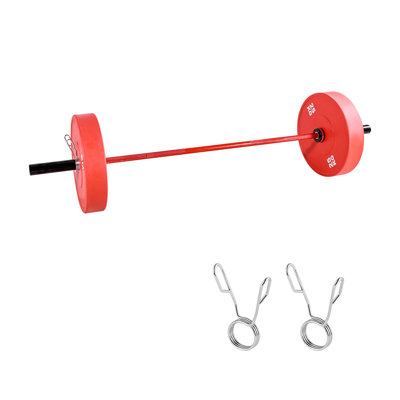 6FT Olympic Barbell with 700lbs Capacity, Red & Black Weight Lifting Bar for Home Gym Strength Training