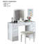 Ensemble de meuble-lavabo 1 pièce de style contemporain avec miroir de 3 m, lumières DEL, tiroirs de rangement, glissières en bois et tabouret rembourré pour la chambre à coucher