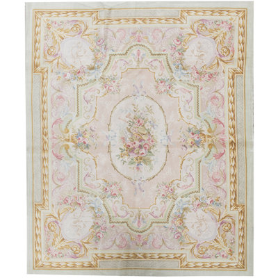 Hand-Knotted High-Quality Beige and Green Area Rug