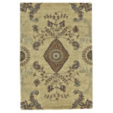 Wool Floral Area Rug in Green