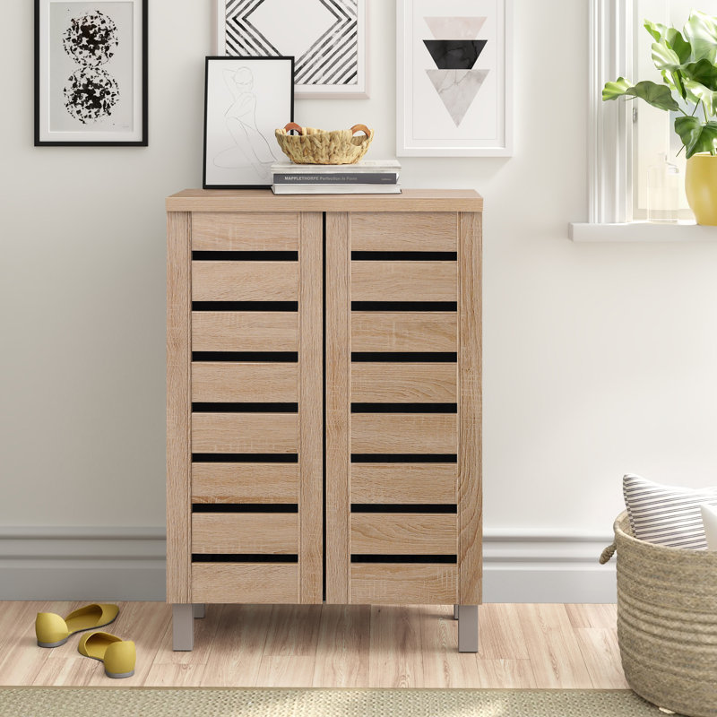 Osvaldo 8 Pair Shoe Storage Cabinet, Oak
