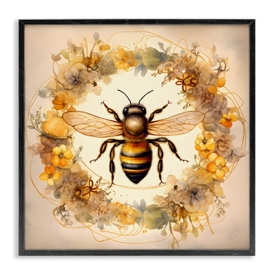 «Country Bee Wreath», art de la giclée encadrée par Petal Prints Design