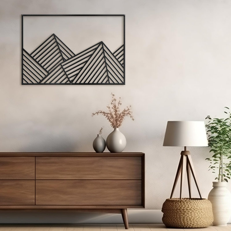 Décoration murale en métal, H 12 po x l 18 po x P 0,05 po, Noir