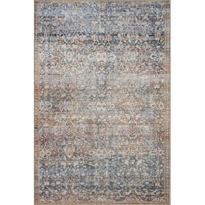 Gray Blue Traditional Geometric Decorative Washable Carpet