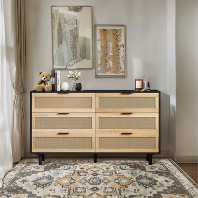 Armoire de rangement en rotin à 51 tiroirs 51,18 po, pour chambre à coucher et salon