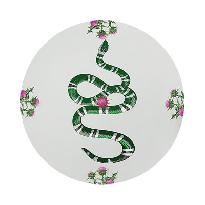 Thistle And Snake Vegan Leather Round Pebble Placemat