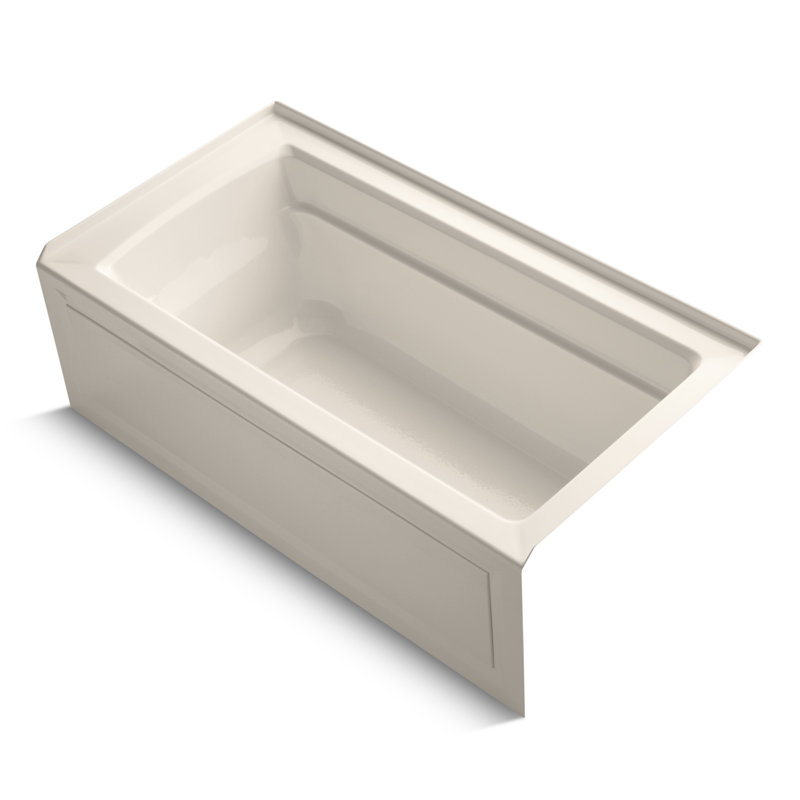 72" x 36" Acrylic Alcove Soaking Bathtub with Comfort Depth, Innocent Blush, Right