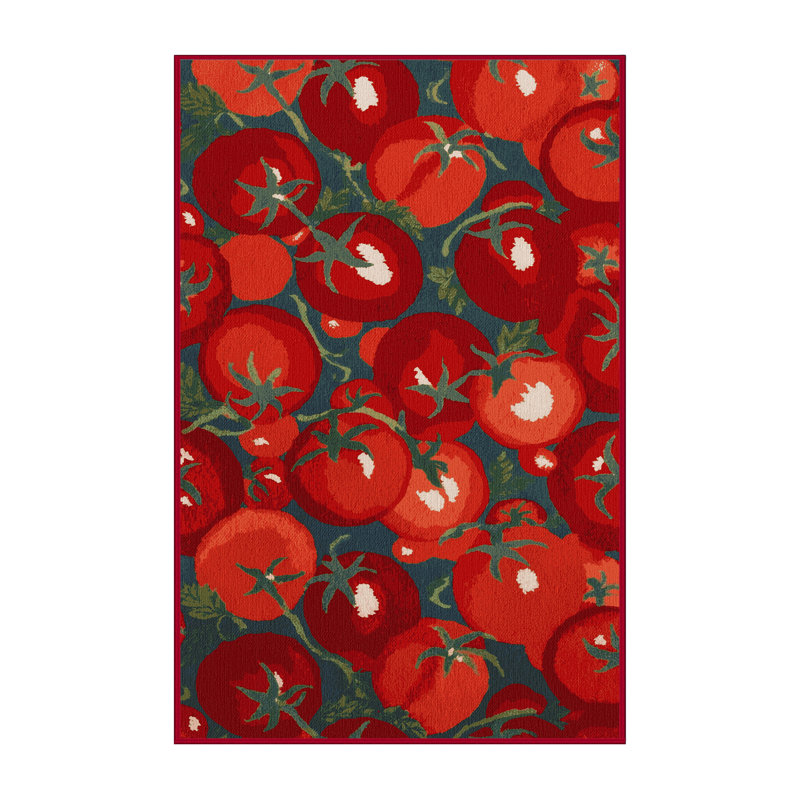 Washable Tomato Cherry Vegetables Area Rug, Rectangle 5' x 8'