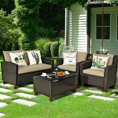 Derielle 8 - Person Patio Conversation Set with Cushions