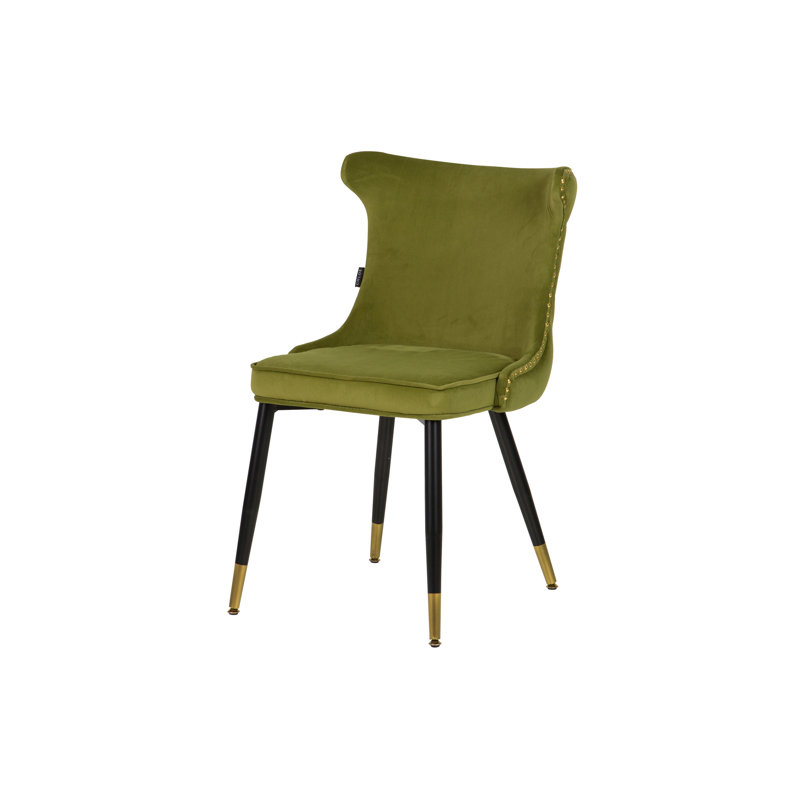 111.76cm H Tufted Velvet Upholstered Side Chair, Green/Black