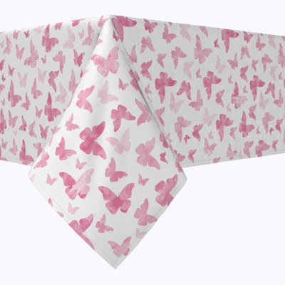 Table Runner, 100% Cotton, 16X108", Watercolor Pink Butterflies