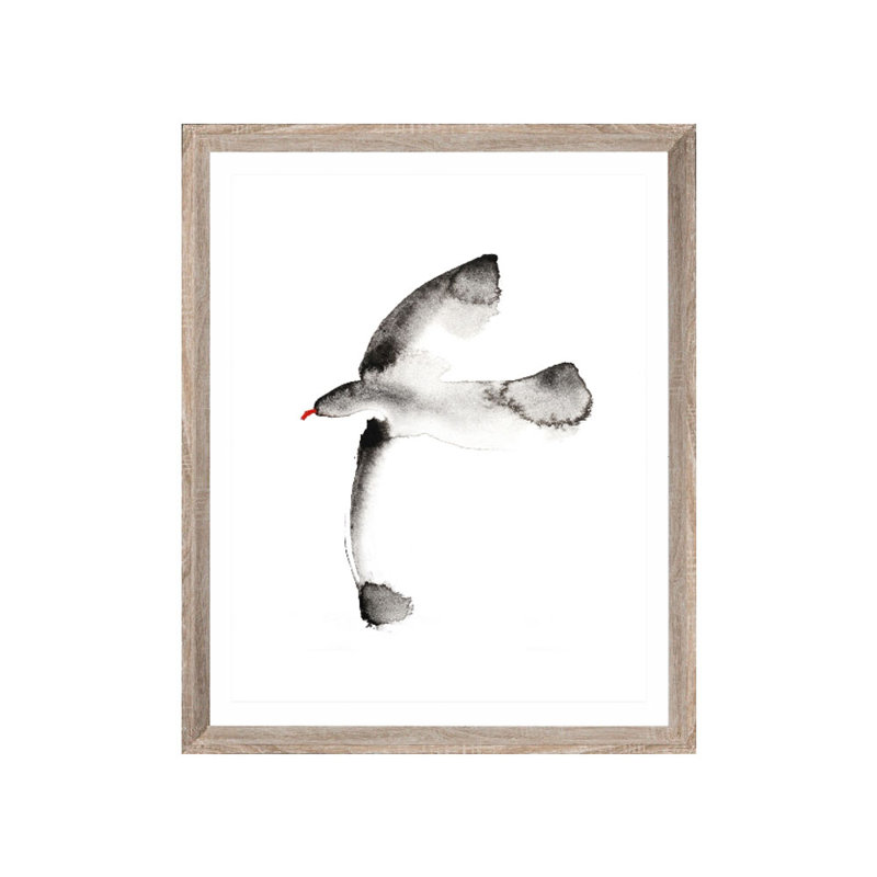 Watercolour Seagull Abstract Scandi 1 Piece Single Picture Frame Wall Art, 136.652 cm H x 111.252 cm W, Bevelled Wood Effect