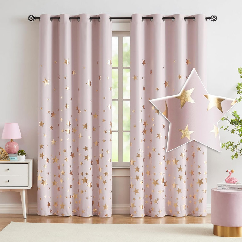 Blackout Curtain Panel Pair, Pink, 274cm Width x 132cm Drop