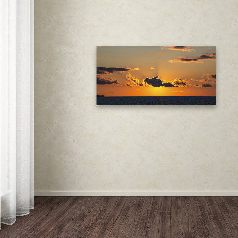 Coucher de soleil, reproduction de photo sur toile tendue, H 16 po x l 32 po x P 2 po