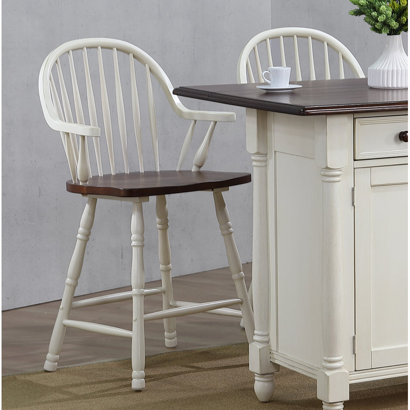 Chaggai Counter Stool, Antique White, Chestnut Brown