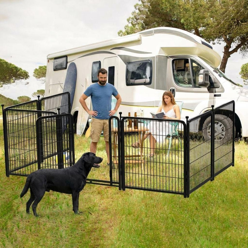 Parc pour chien robuste avec porte, l 8 po x H 27 po x H 40 po, clôture en métal pour animal de compagnie, enclos pour chiots d'intérieur et d'extérieur pliables
