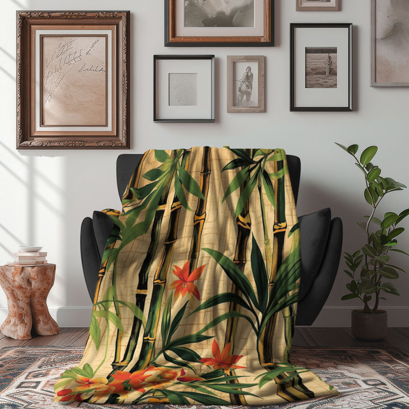 Classic Hawaiian - 1 Piece Premium Sherpa Blanket, Queen
