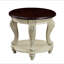 Table de bout ronde 22 pouces deux tons, canapé en bois massif avec tablette, table de coin de salon facile à assembler, plateau beige et espresso