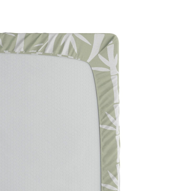 Twin XL Green and White Floral Microfiber Fitted Sheet