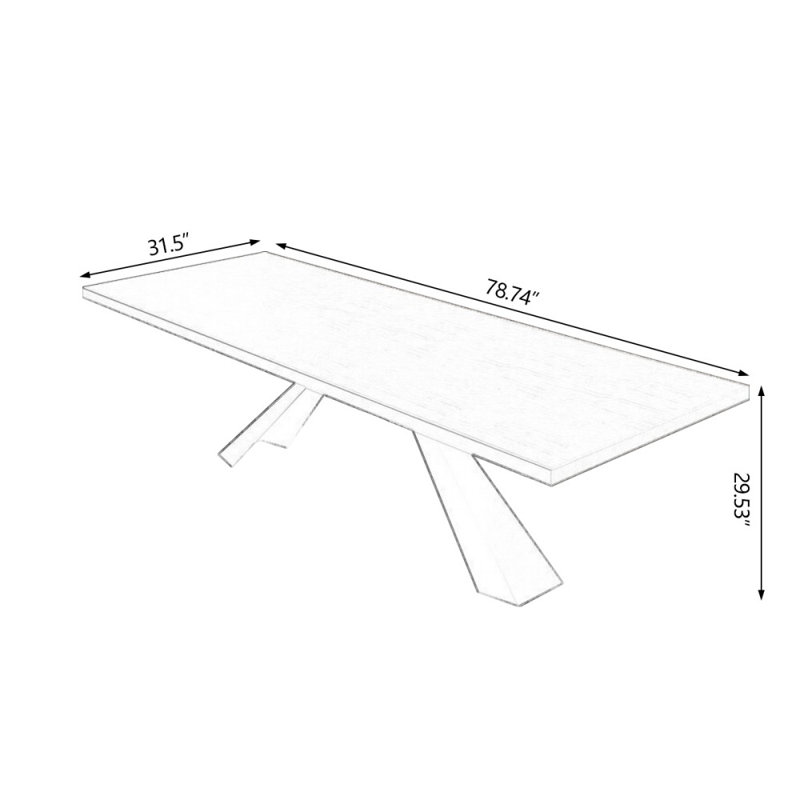 Light-brown+Black Rectangular Solid Wood+Iron desks, 29.53" H x 78.74" W x 31.5" D