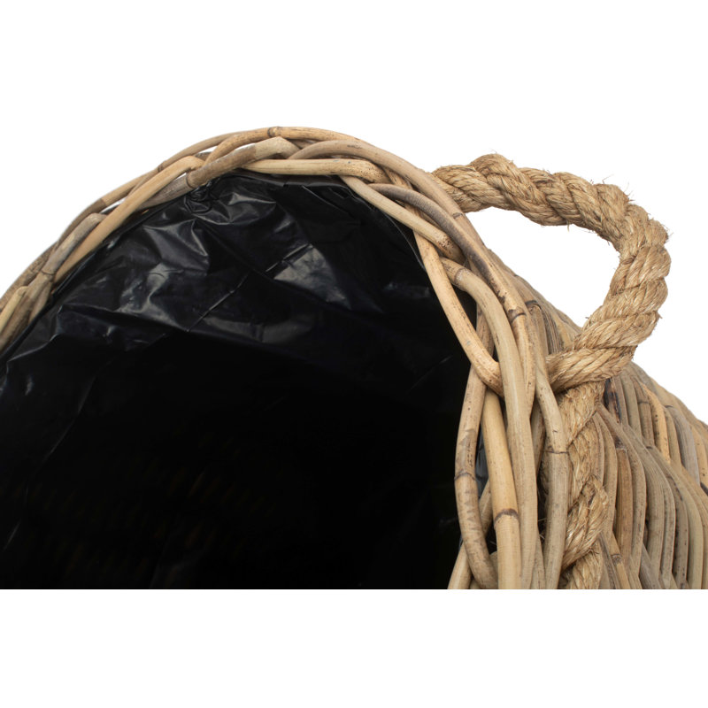 Rattan Planter Basket with Lining, 45cm H x 55cm W x 55cm D