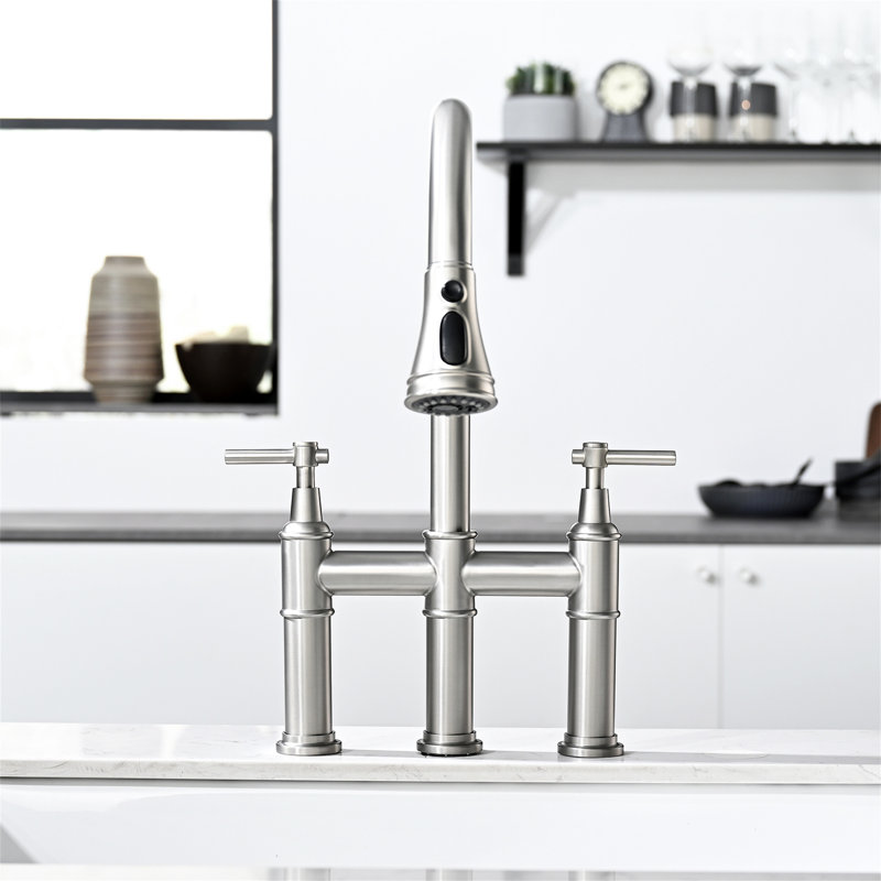 KIKO HOME Pull Down Kitchen Faucet, Brushed Nickel