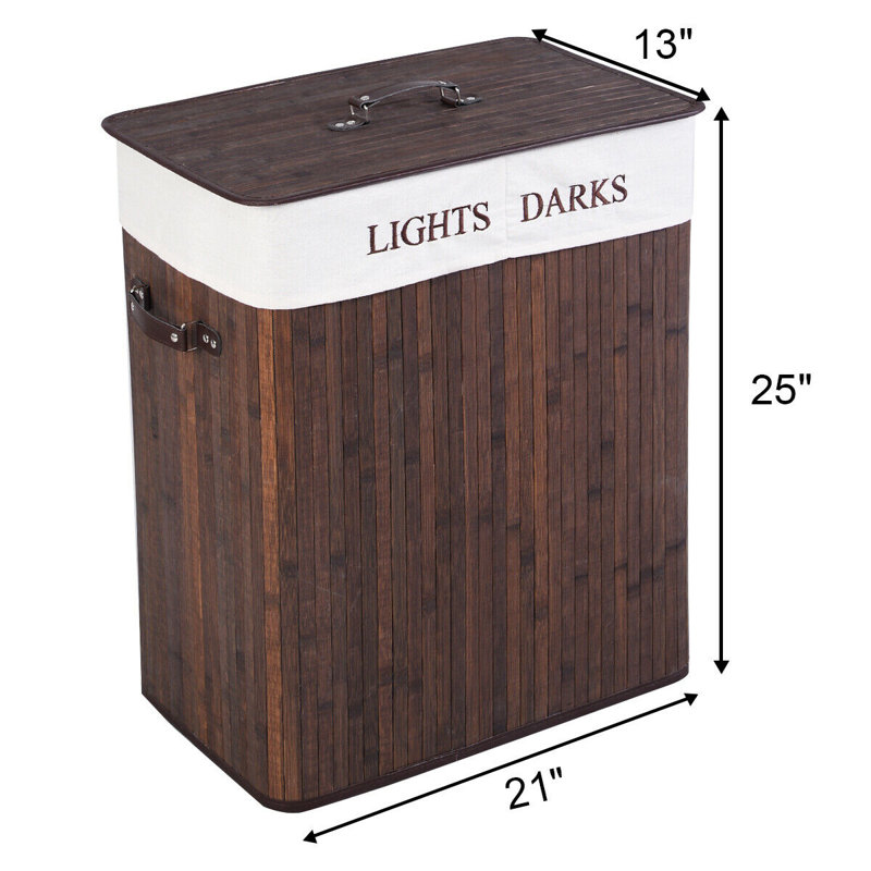 Bamboo Laundry Hamper with Handles, Brown