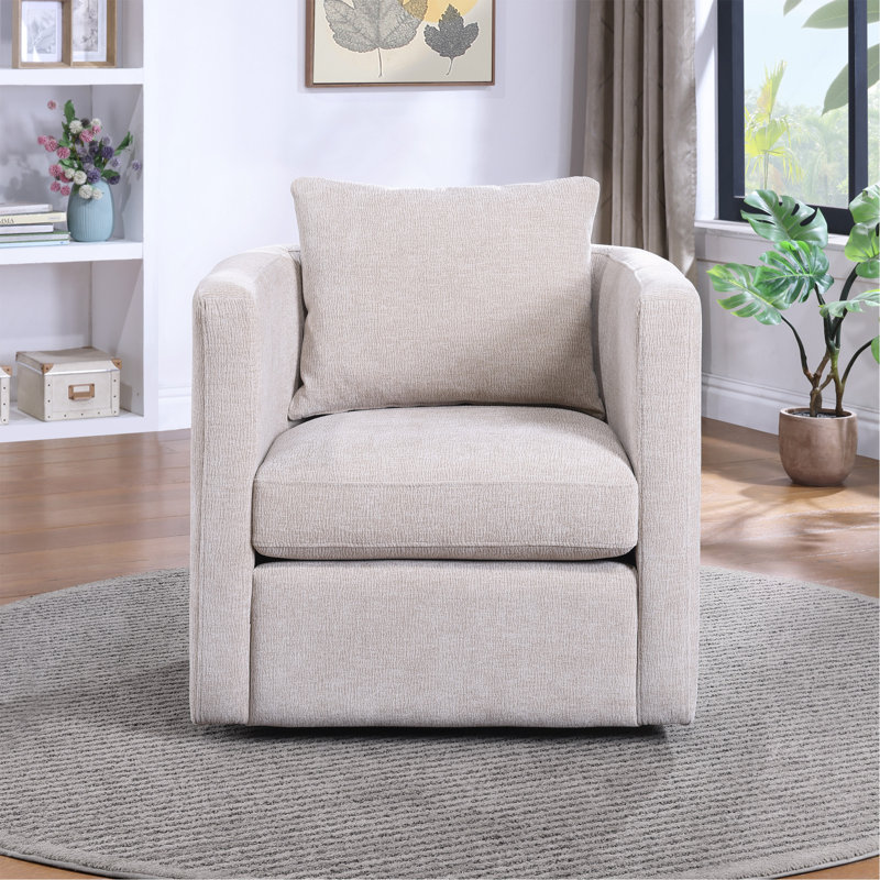Fauteuil demi-tonneau pivotant en lin, Lin lin