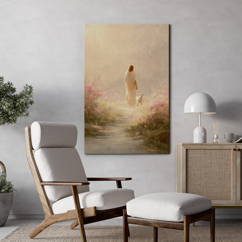 Art mural sur toile «Jesus et agneau», H 36 po x l 24 po, Toile tendue, Ne s’applique pas